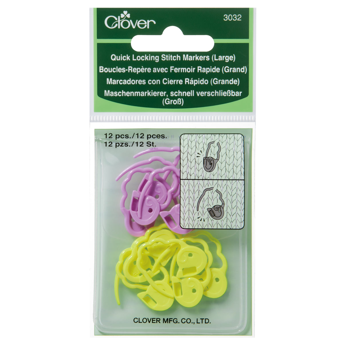 Clover large quick locking stitch markers with storage case