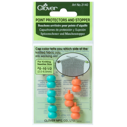 Clover point protectors and stoppers for knitting needles