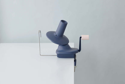 Clover yarn ball winder in smoky blue and pink beige