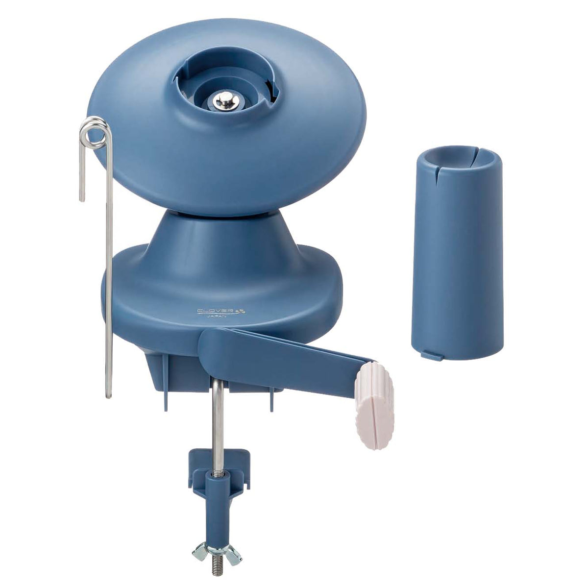 Clover yarn ball winder in smoky blue and pink beige