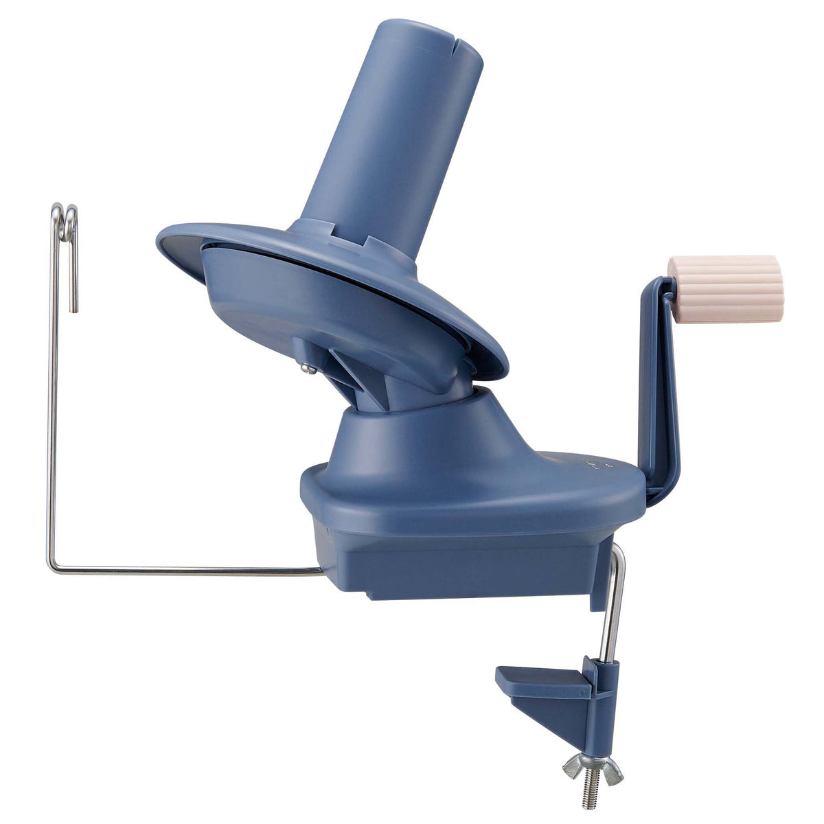 Clover yarn ball winder in smoky blue and pink beige