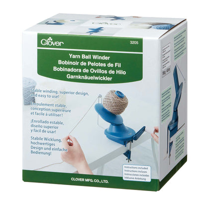 Clover yarn ball winder in smoky blue and pink beige