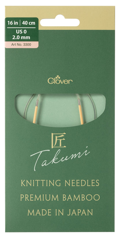 Clover Pro Takumi bamboo circular knitting needle, 2mm
