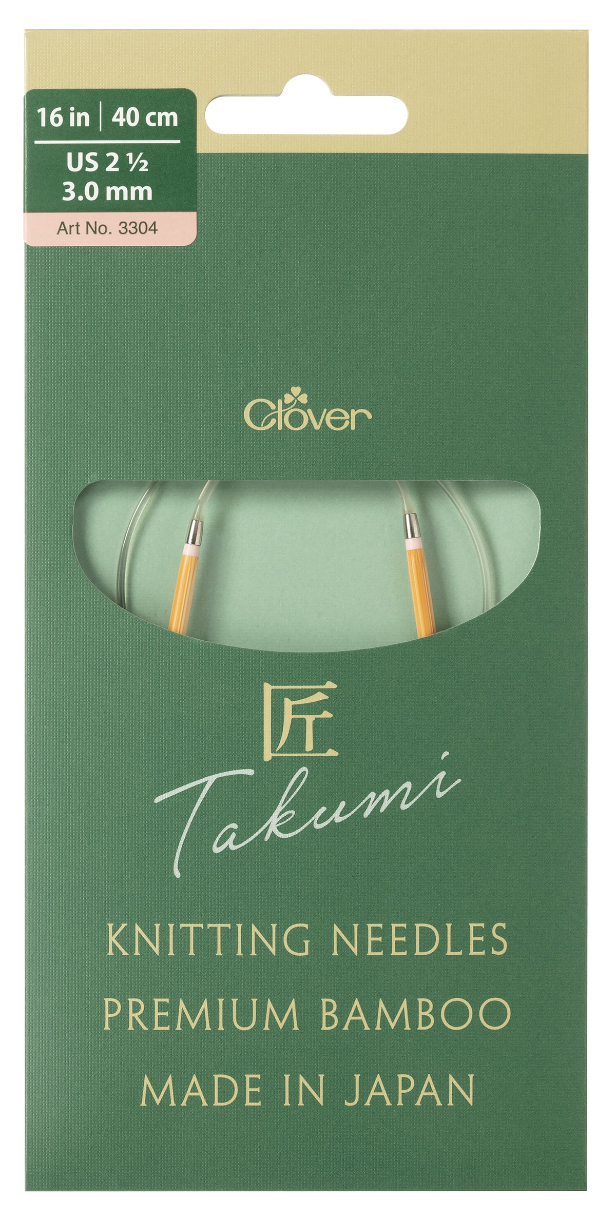 Clover Pro Takumi bamboo circular knitting needle, 3mm