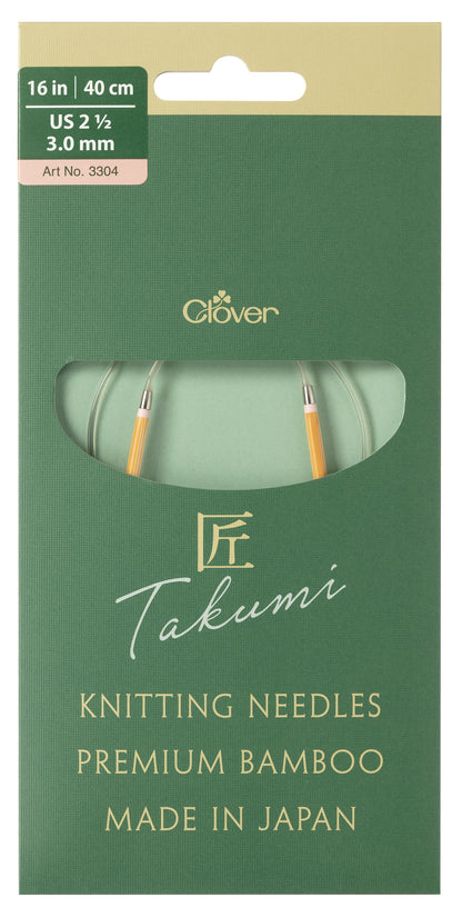 Clover Pro Takumi bamboo circular knitting needle, 3mm