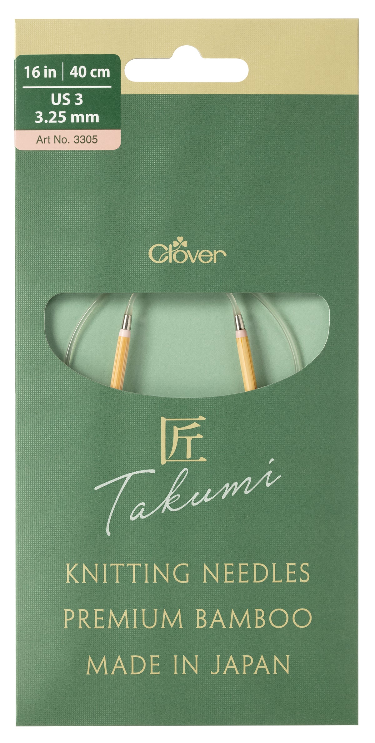 Clover Pro Takumi bamboo circular knitting needle, 3.25mm