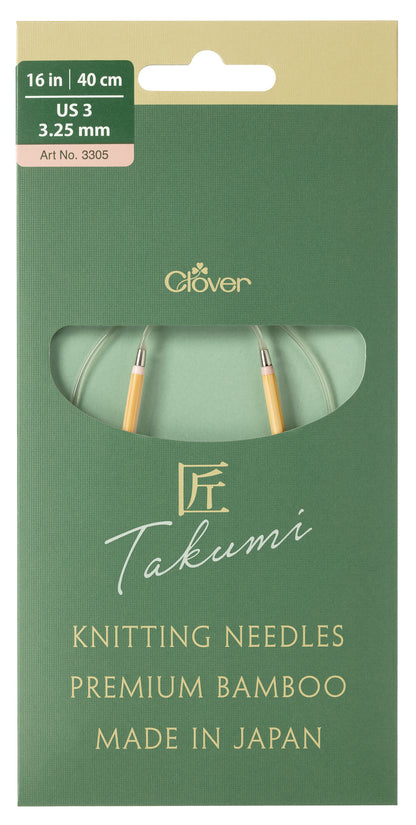 Clover Pro Takumi bamboo circular knitting needle, 3.25mm
