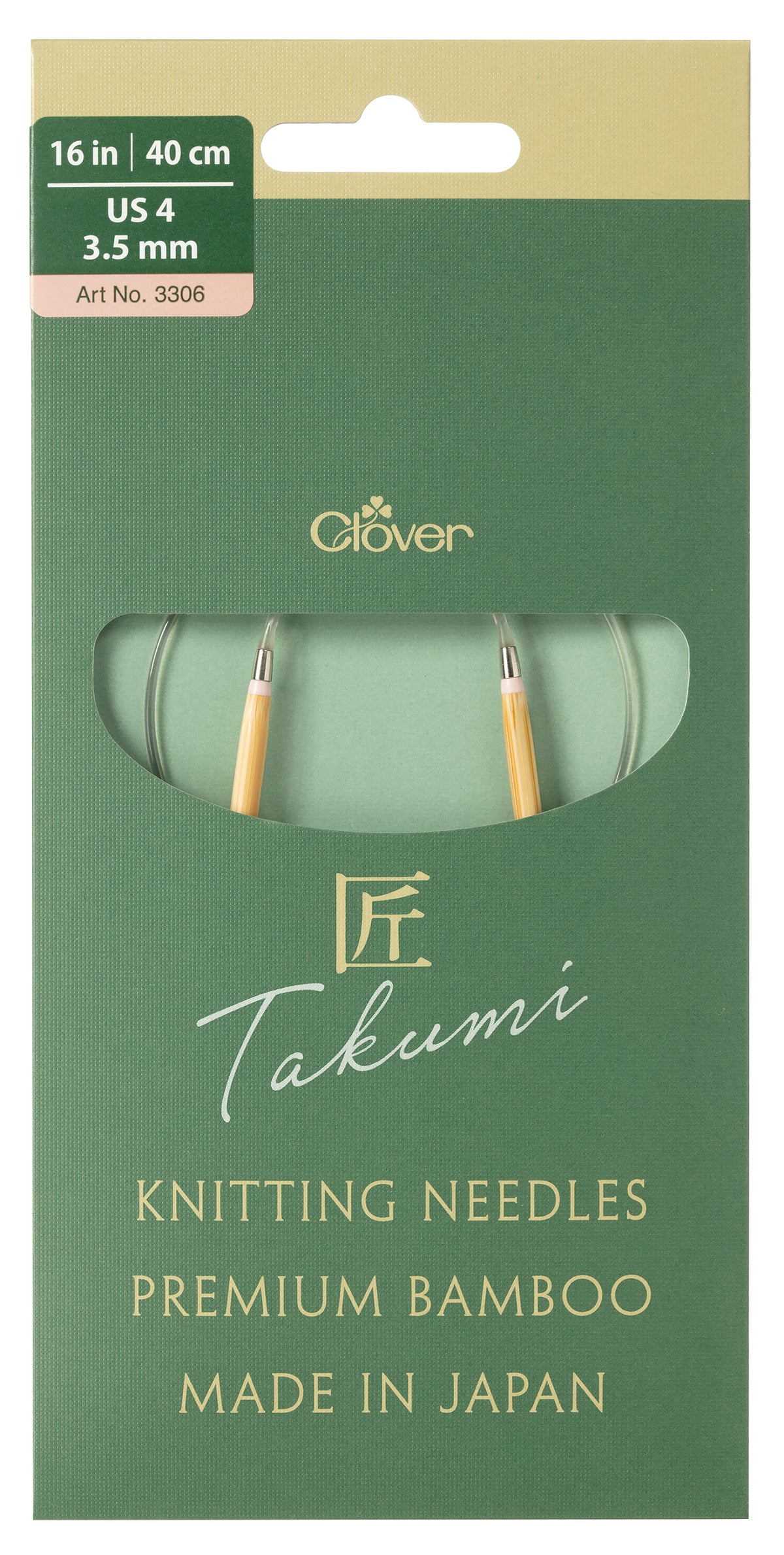 Clover Pro Takumi bamboo circular knitting needle, 3.5mm