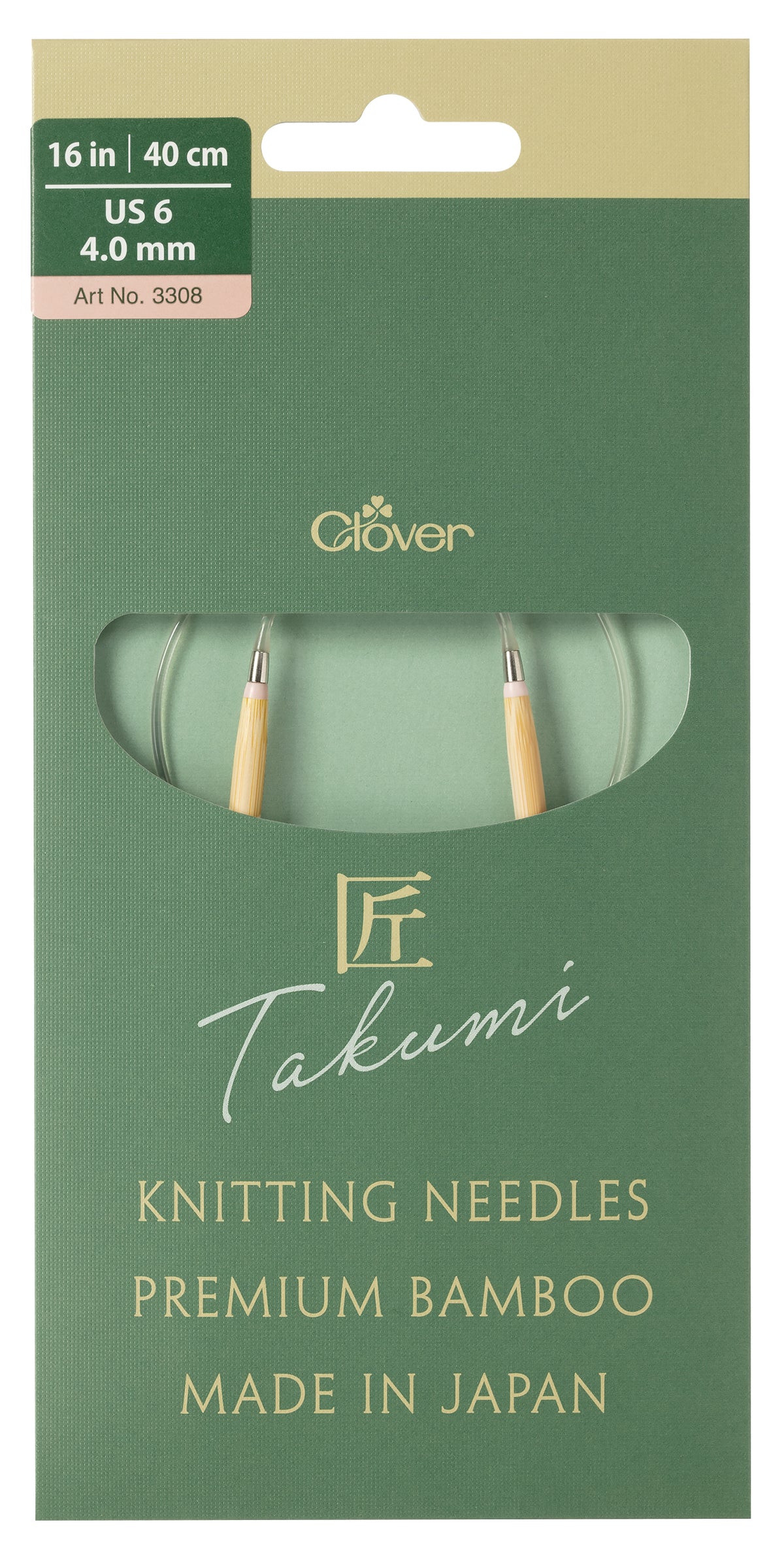 Clover Pro Takumi bamboo circular knitting needle, 4mm