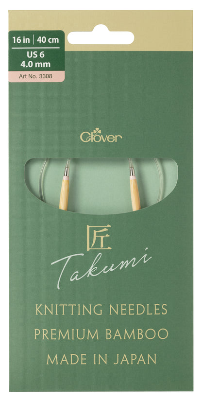 Clover Pro Takumi bamboo circular knitting needle, 4mm