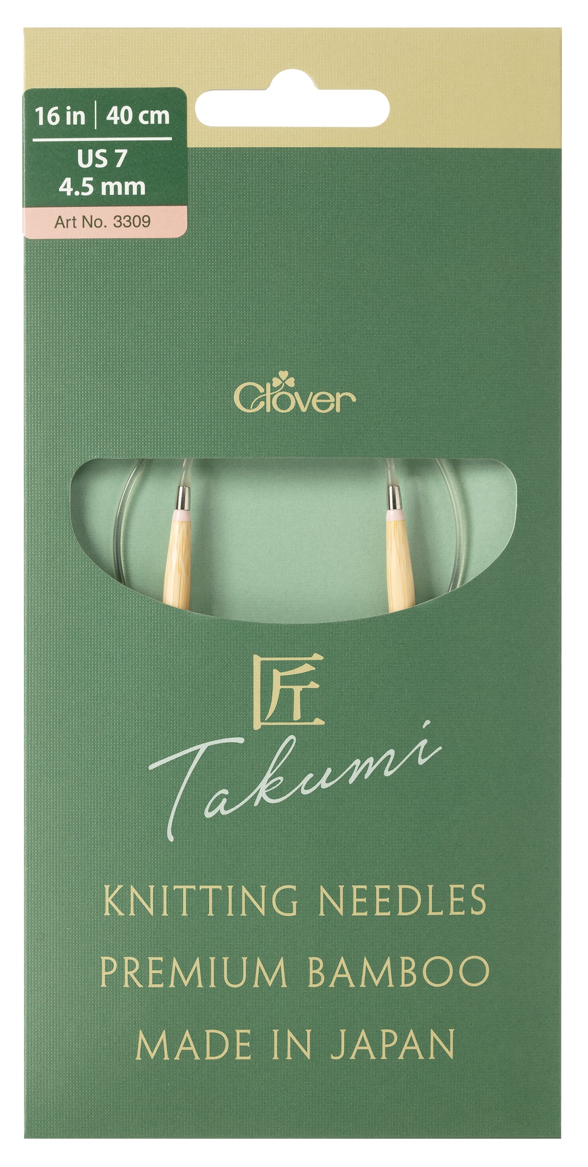 Clover Pro Takumi bamboo circular knitting needle, 4.5mm