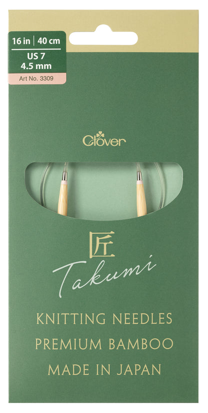 Clover Pro Takumi bamboo circular knitting needle, 4.5mm