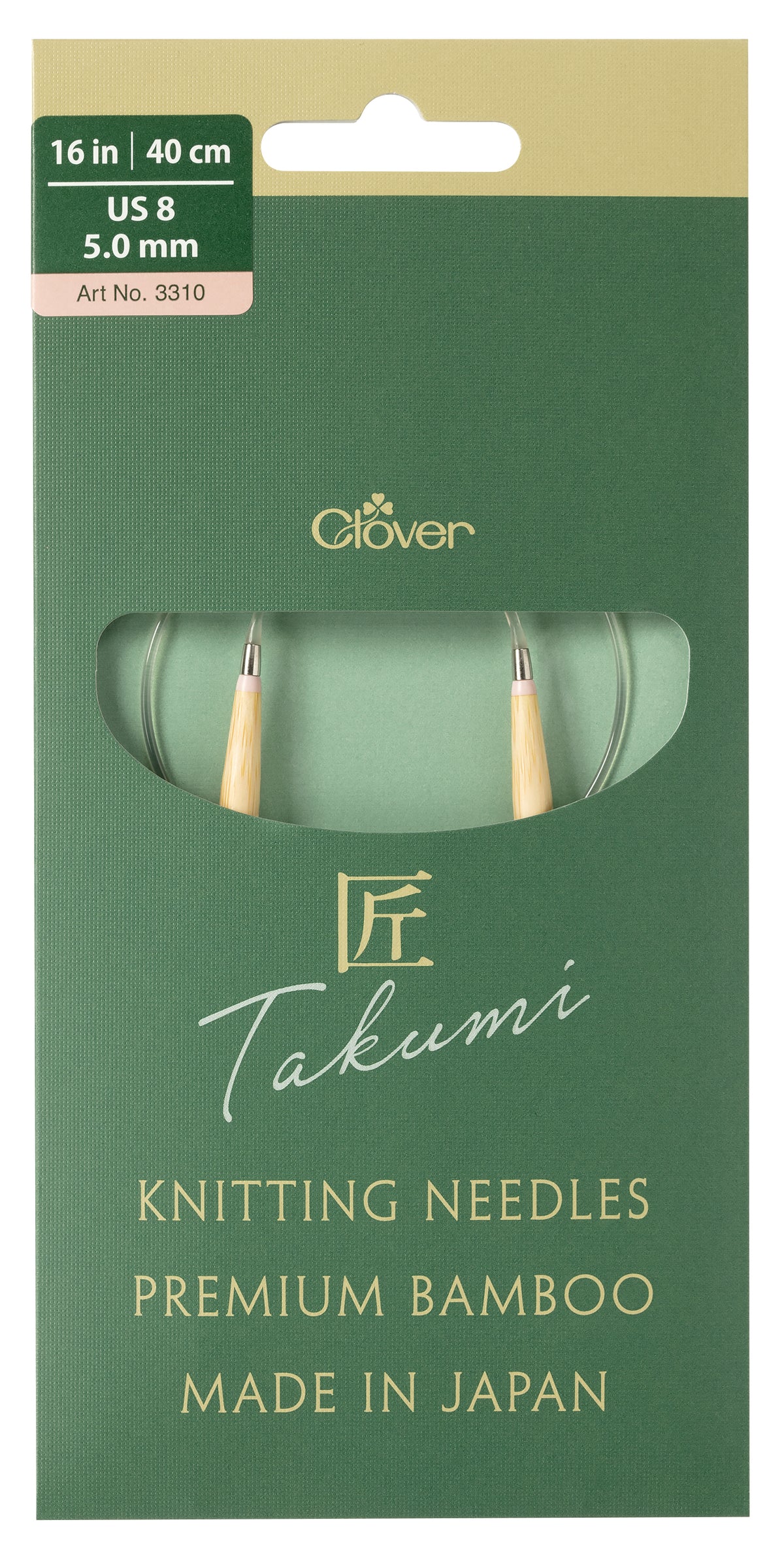 Clover Pro Takumi bamboo circular knitting needle, 5mm