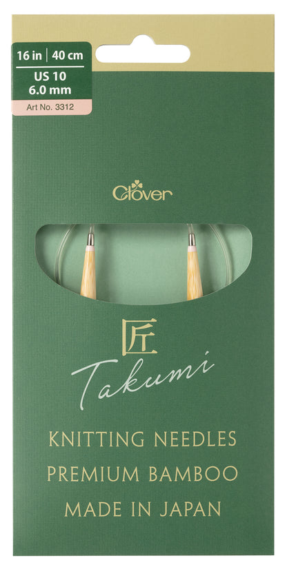 Clover Pro Takumi bamboo circular knitting needle, 6mm