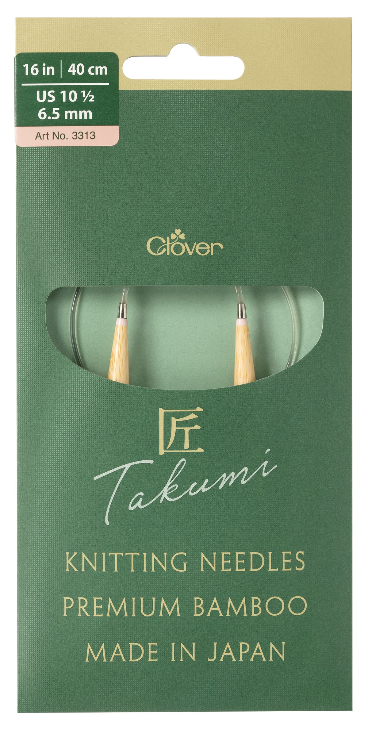 Clover Pro Takumi bamboo circular knitting needle, 6.5mm