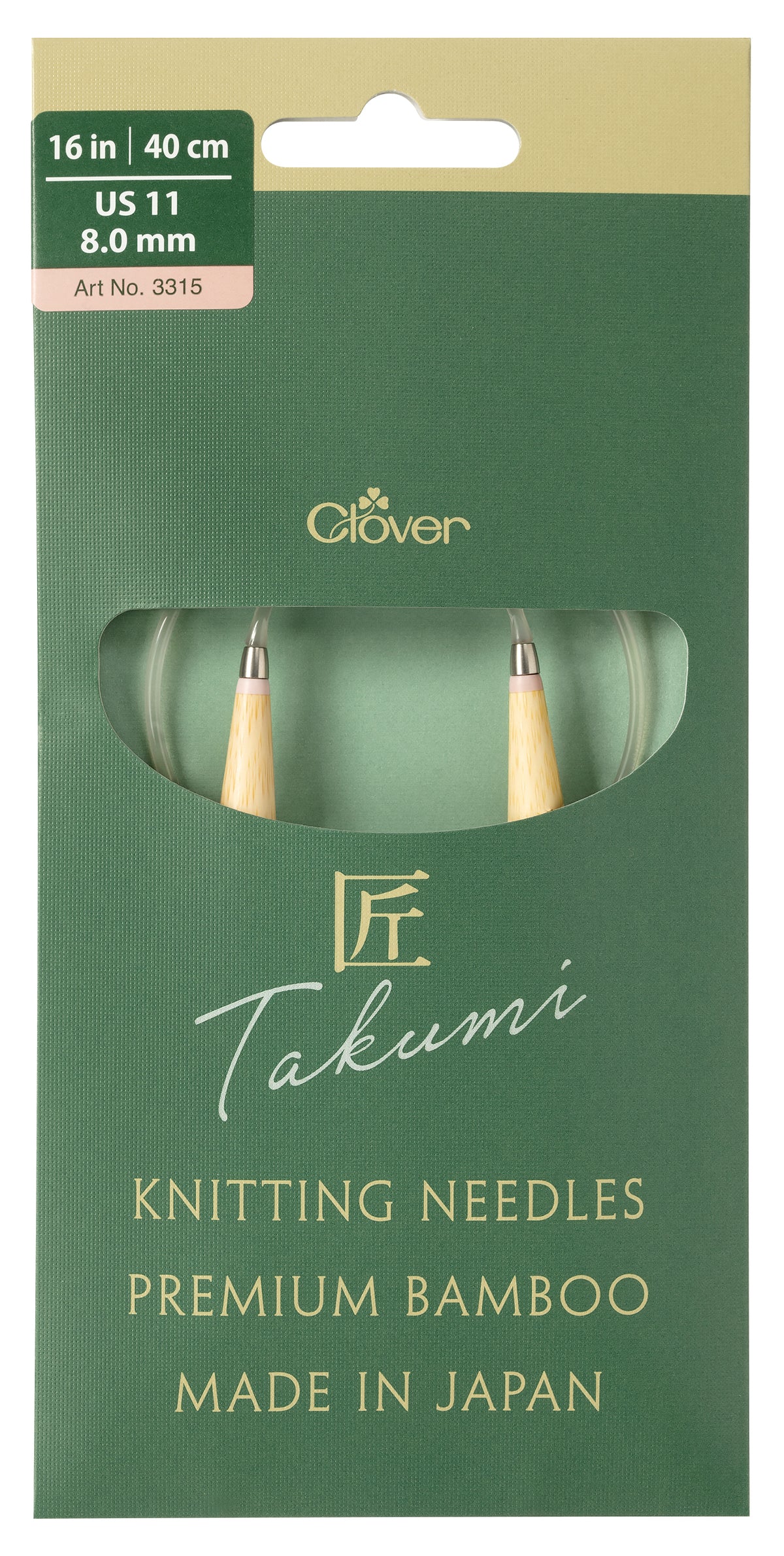Clover Pro Takumi bamboo circular knitting needle, 8mm
