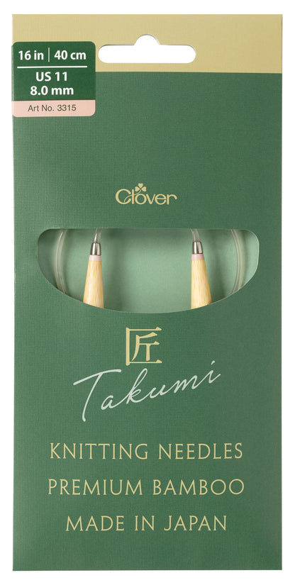 Clover Pro Takumi bamboo circular knitting needle, 8mm