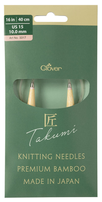 Clover Takumi Pro bamboo circular knitting needle 40cm 10mm in packaging