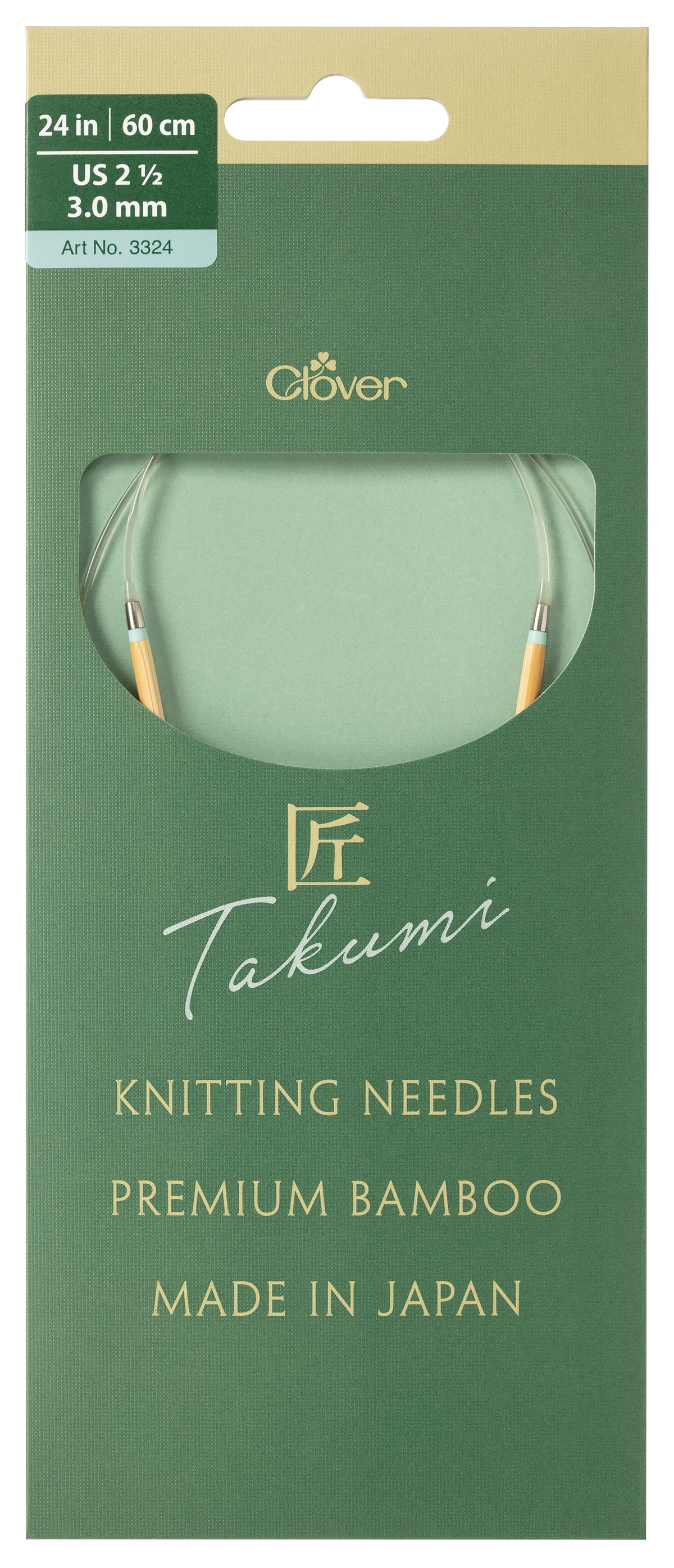 Clover Takumi Pro bamboo circular knitting needle 60cm 3mm in packaging