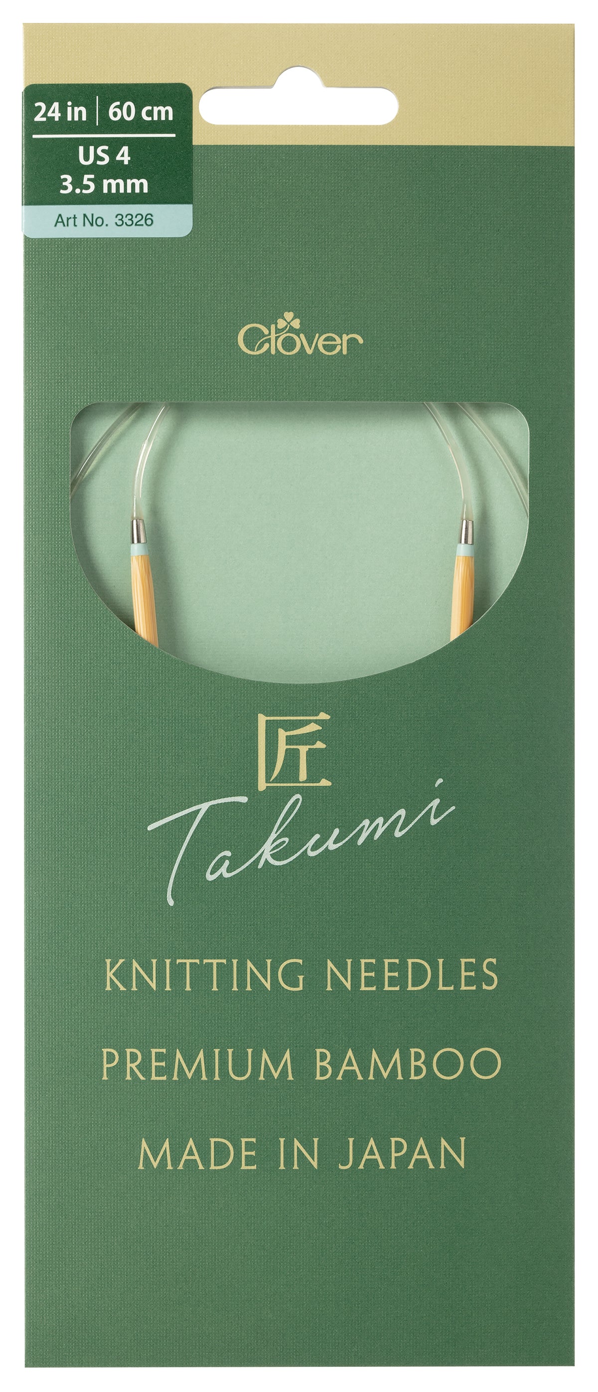Clover Takumi Pro bamboo circular knitting needle 60cm 3.5mm in packaging
