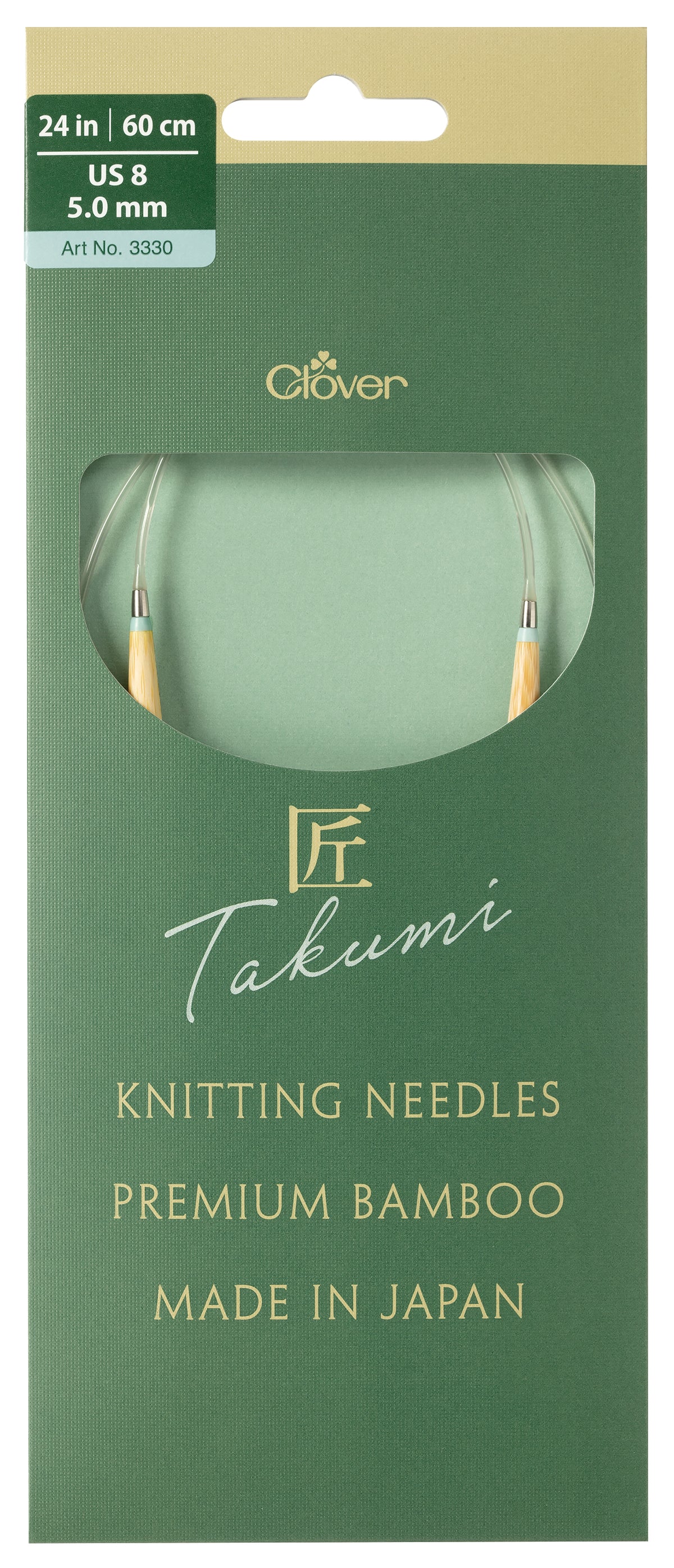 Clover Takumi Pro bamboo circular knitting needle 60cm 5mm in packaging