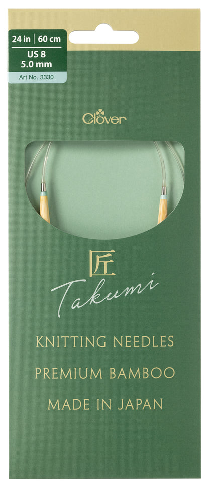 Clover Takumi Pro bamboo circular knitting needle 60cm 5mm in packaging