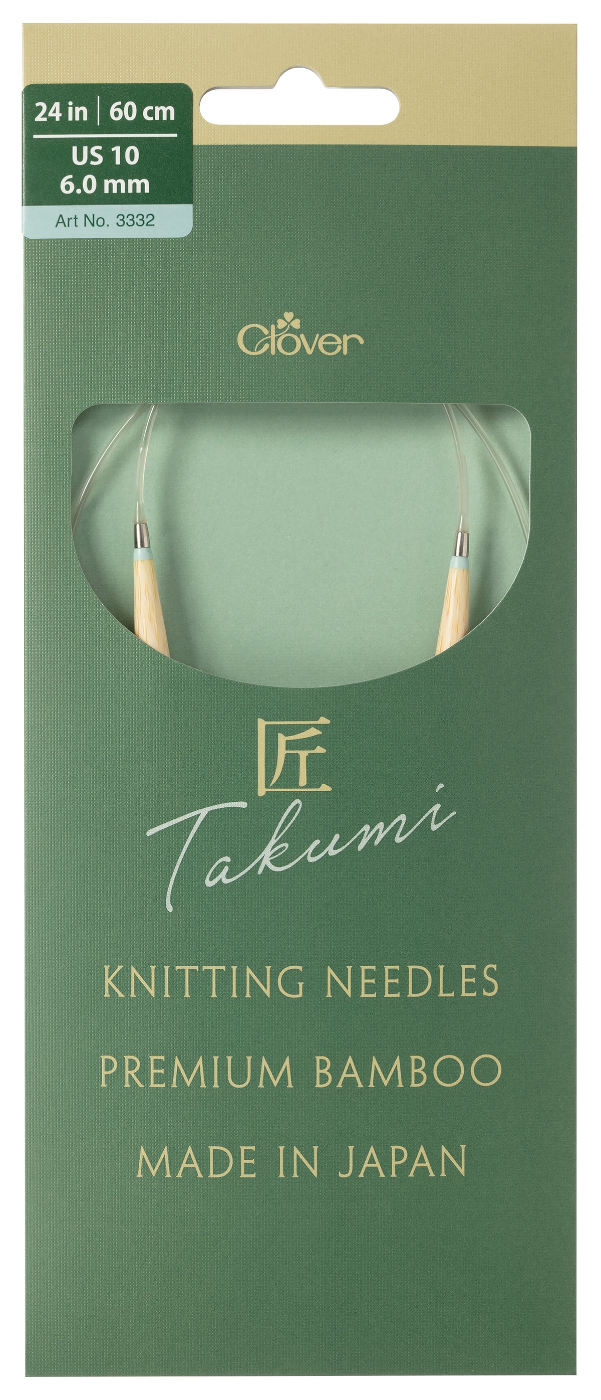 Clover Takumi Pro bamboo circular knitting needle 60cm 6mm in packaging