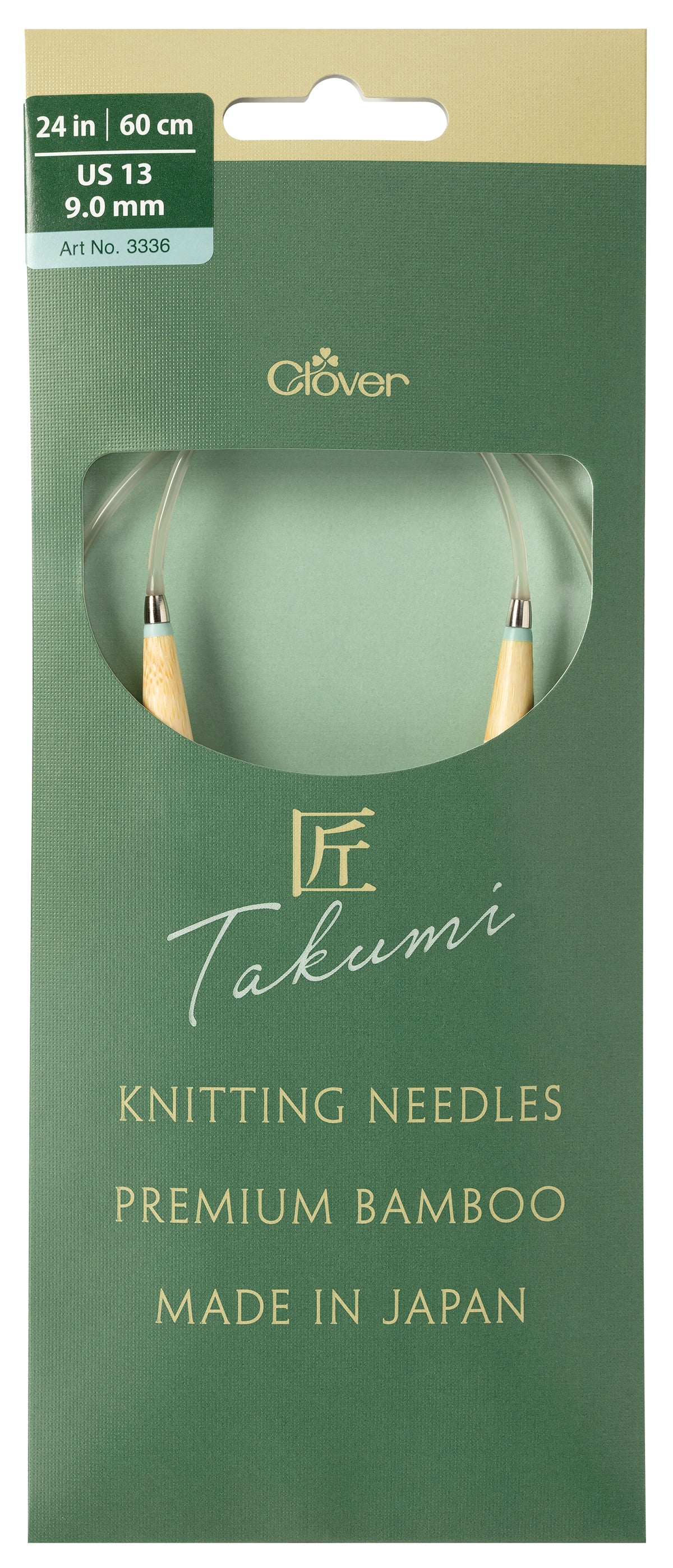 Clover Takumi Pro bamboo circular knitting needle 60cm 9mm in packaging
