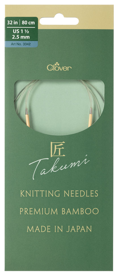 Clover Takumi Pro bamboo circular knitting needle 80cm 2.5mm in packaging