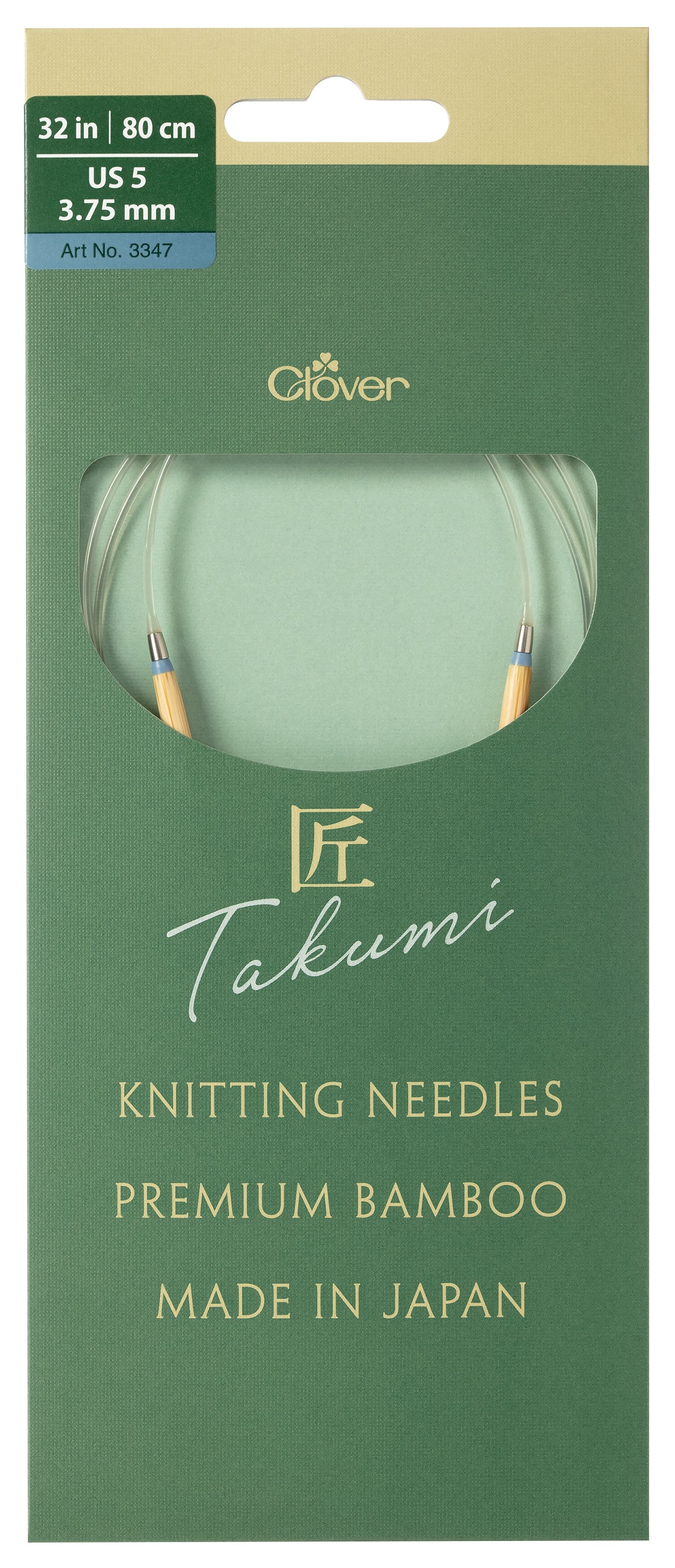 Clover Takumi Pro bamboo circular knitting needle 80cm 3.75mm in packaging