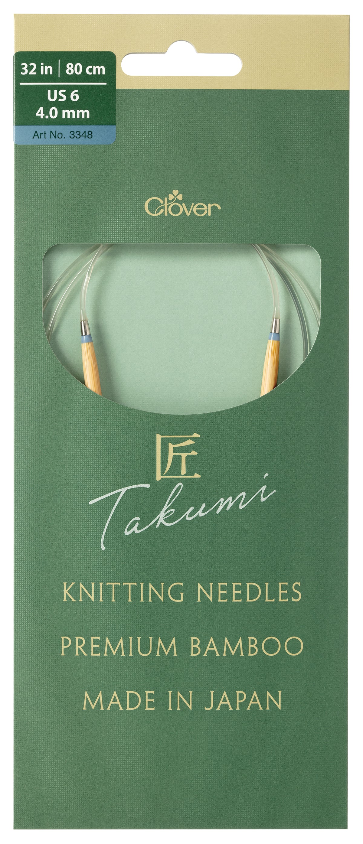 Clover Takumi Pro bamboo circular knitting needle 80cm 4mm in packaging