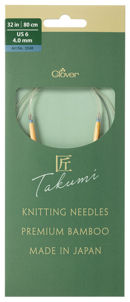 Clover Takumi Pro bamboo circular knitting needle 80cm 4mm in packaging
