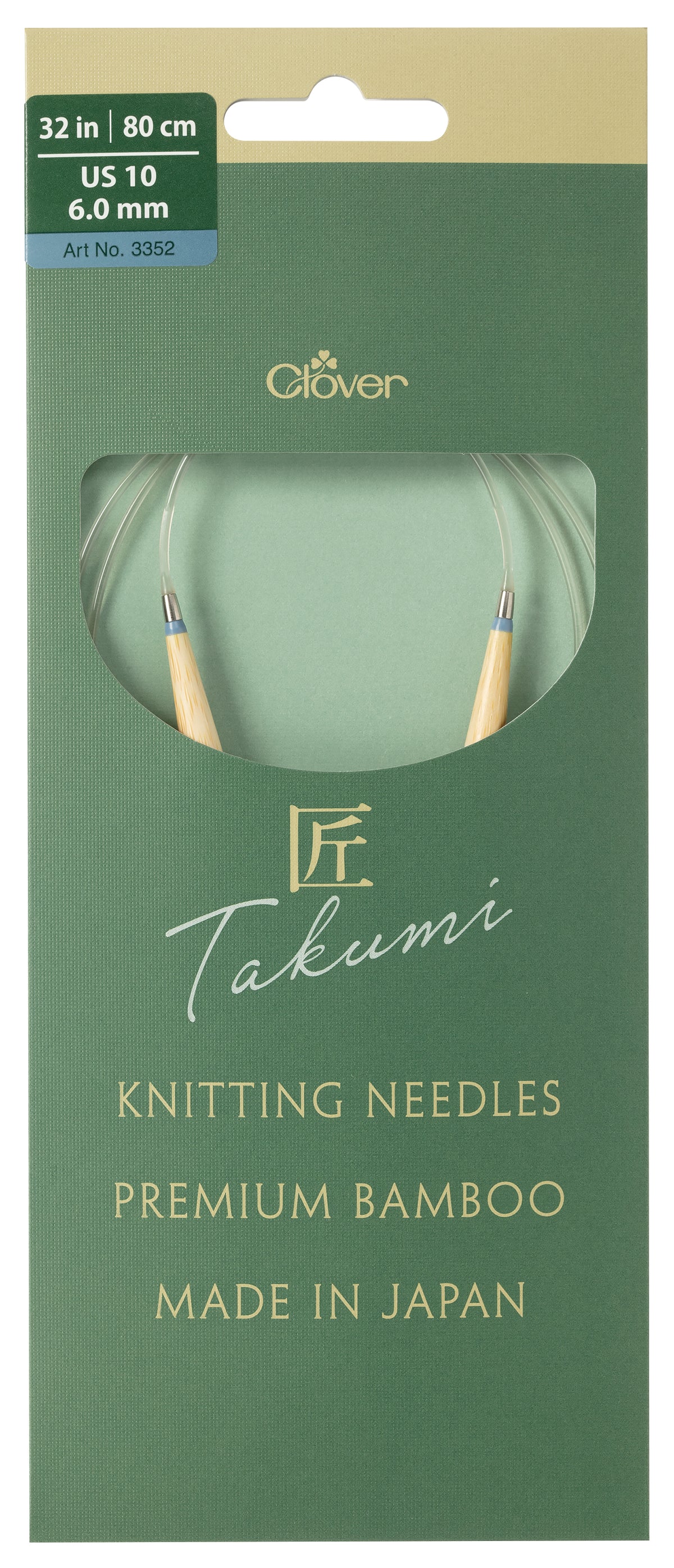 Clover Takumi Pro bamboo circular knitting needle 80cm 6mm in packaging