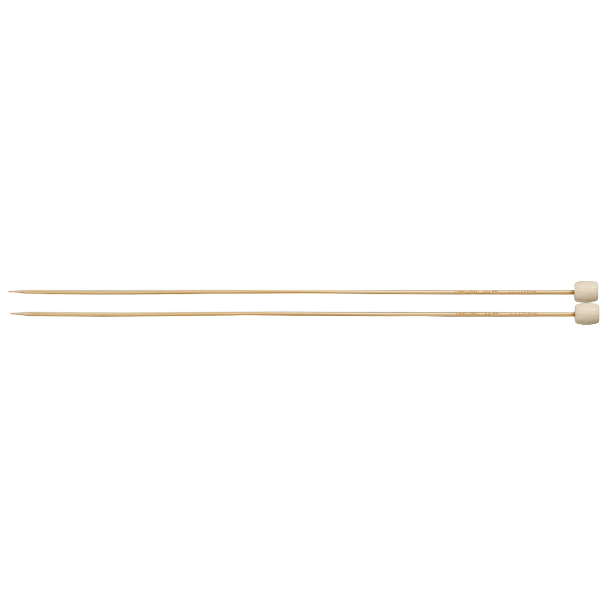 Pair of Clover Takumi bamboo knitting needles, 23cm x 2mm, in green packaging