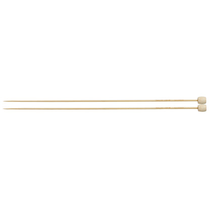 Pair of Clover Takumi bamboo knitting needles, 23cm x 2.25mm, in green packaging