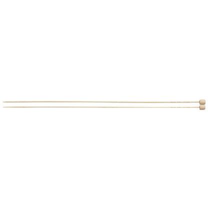 Pair of Clover Takumi bamboo knitting needles, 33cm x 2mm, in green packaging