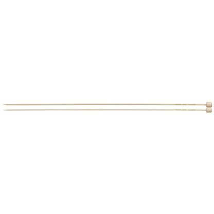 Pair of Clover Takumi bamboo knitting needles, 33cm x 2.5mm, in green packaging