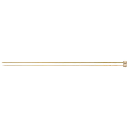 Pair of Clover Takumi bamboo knitting needles, 33cm x 3mm, in green packaging