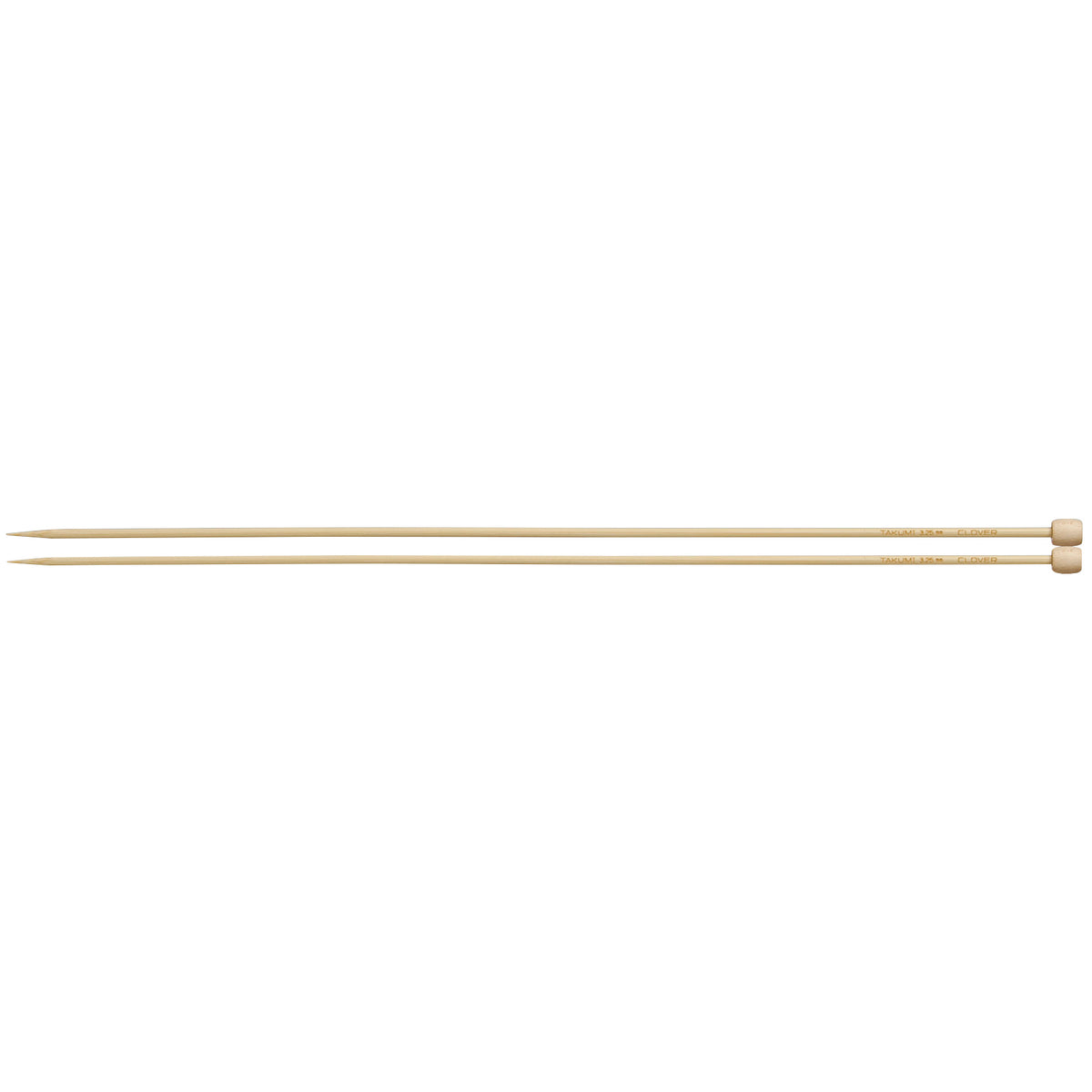 Pair of Clover Takumi bamboo knitting needles, 33cm x 3.25mm, in green packaging
