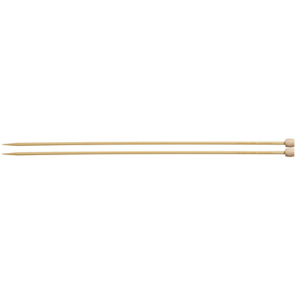 Pair of Clover Takumi bamboo knitting needles, 33cm x 4mm, in green packaging