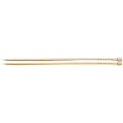 Pair of Clover Takumi bamboo knitting needles, 33cm x 6mm, in green packaging