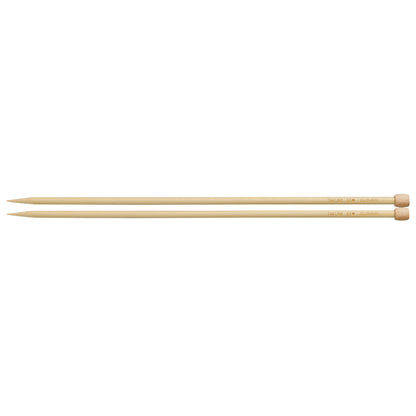 Pair of Clover Takumi bamboo knitting needles, 33cm x 6.5mm, in green packaging