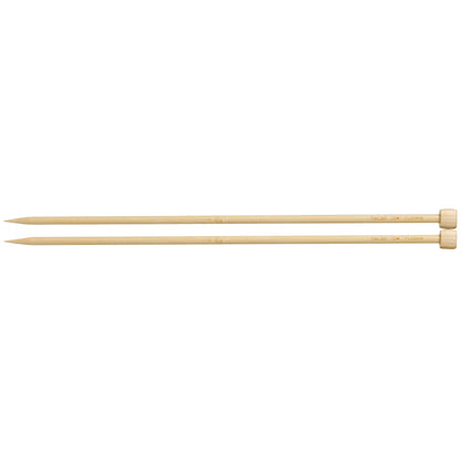 Pair of Clover Takumi bamboo knitting needles, 35cm x 7mm, in green packaging