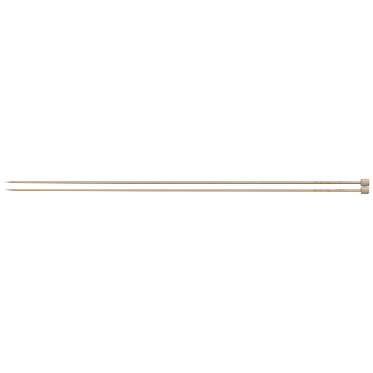 Pair of Clover Takumi bamboo single point knitting needles, 3.0mm