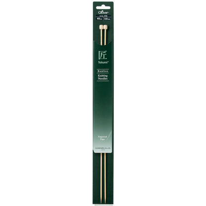 Pair of Clover Takumi bamboo single point knitting needles, 3.0mm
