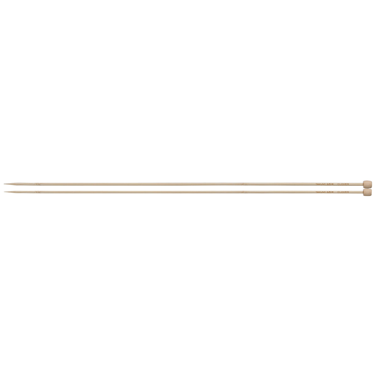 Pair of Clover Takumi bamboo single point knitting needles, 3.25mm