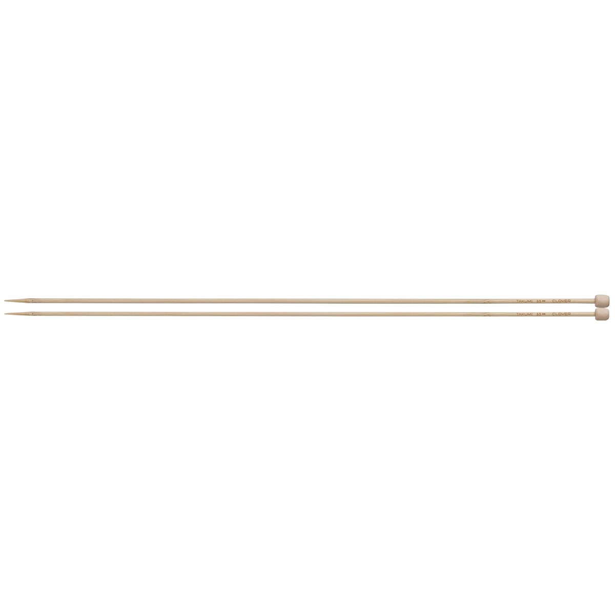Pair of Clover Takumi bamboo single point knitting needles, 3.5mm