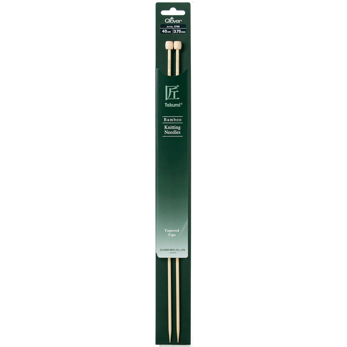 Pair of Clover Takumi bamboo single point knitting needles, 3.75mm