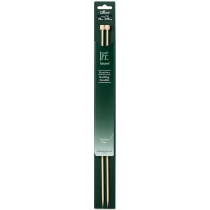 Pair of Clover Takumi bamboo single point knitting needles, 3.75mm