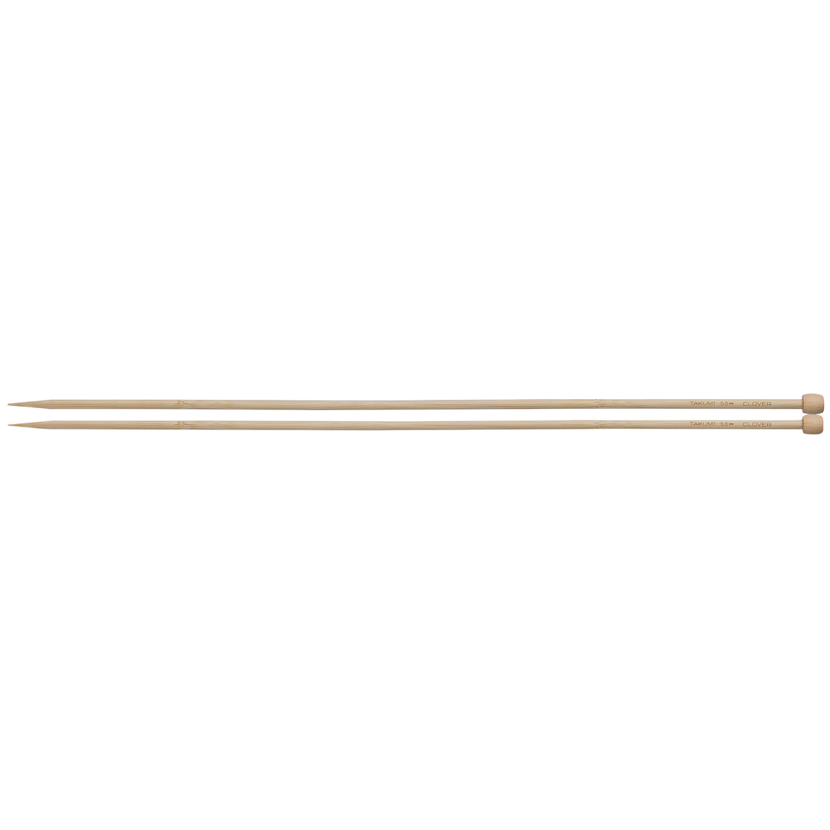 Pair of Clover Takumi bamboo single point knitting needles, 5.0mm